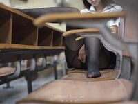Black stocking japaness college girl in classroom