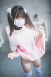 Cosplay college girl photoshoots in male wc
