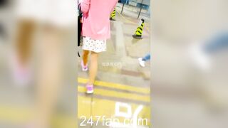Under Skirt Record Voyeur with Face Young Amateur Chinese Asian Girl in Public 154