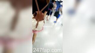 Panty Under Short Skirt Voyeur with Face Young Amateur Chinese Asian Girl 166