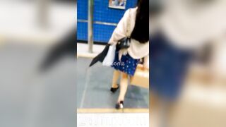 Low Angle Peeping Voyeur with Face Chinese Upskirt Young Girl 203x