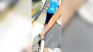 Low Angle Peeping Voyeur with Face Young Amateur Chinese Asian Girl in Public 233