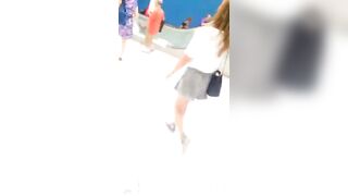 Under Skirt Record Voyeur with Face Young Amateur Chinese Asian Girl in Public 291