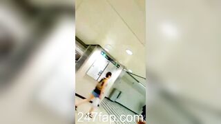 Low Angle Peeping Voyeur with Face Young Amateur Chinese Asian Girl in Public 292x