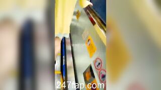 Low Angle Peeping Voyeur with Face Young Amateur Chinese Asian Girl in Public 370