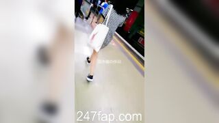 Under Skirt Record Voyeur with Face Young Amateur Chinese Asian Girl in Public 395