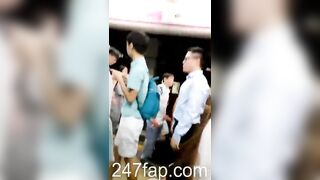 Low Angle Peeping Voyeur with Face Young Amateur Chinese Asian Girl in Public 400