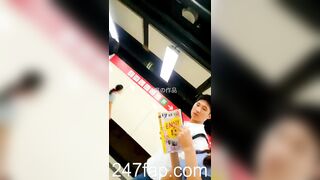 Low Angle Peeping Voyeur with Face Young Amateur Chinese Asian Girl in Public 421xx