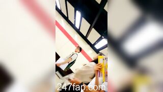 Low Angle Peeping Voyeur with Face Young Amateur Chinese Asian Girl in Public 421xx