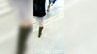 Panty Under Short Skirt Voyeur with Face Young Amateur Chinese Asian Girl 456