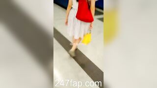 Under Skirt Record Voyeur with Face Young Amateur Chinese Asian Girl in Public 473x