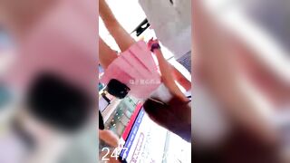 Low Angle Peeping Voyeur with Face Young Amateur Chinese Asian Girl in Public 481