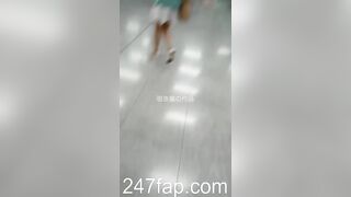 Low Angle Peeping Voyeur with Face Young Amateur Chinese Asian Girl in Public 493