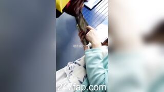 Low Angle Peeping Voyeur with Face Young Amateur Chinese Asian Girl in Public 493