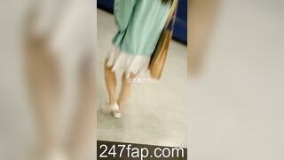 Low Angle Peeping Voyeur with Face Young Amateur Chinese Asian Girl in Public 493