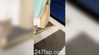 Low Angle Peeping Voyeur with Face Young Amateur Chinese Asian Girl in Public 493