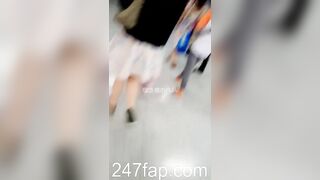 Low Angle Peeping Voyeur with Face Young Amateur Chinese Asian Girl in Public 498x