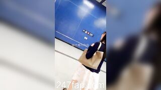 Low Angle Peeping Voyeur with Face Young Amateur Chinese Asian Girl in Public 498x