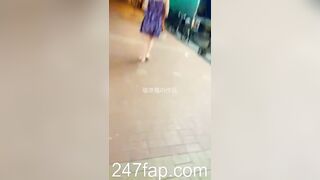 Low Angle Peeping Voyeur with Face Young Amateur Chinese Asian Girl in Public 499