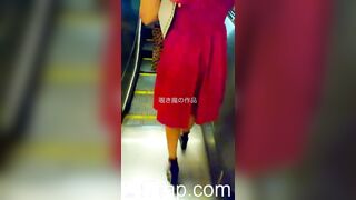 Low Angle Peeping Voyeur with Face Young Amateur Chinese Asian Girl in Public 503x