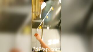 Low Angle Peeping Voyeur with Face Young Amateur Chinese Asian Girl in Public 67