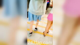 Low Angle Peeping Voyeur with Face Young Amateur Chinese Asian Girl in Public 71x