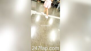 Panty Voyeur Upskirt with Face Young Amateur Chinese Asian Girl in Public 77x
