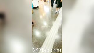 Low Angle Peeping Voyeur with Face Young Amateur Chinese Asian Girl in Public 81