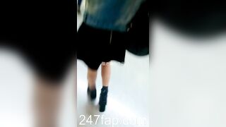 Panty Under Short Skirt Voyeur with Face Young Amateur Chinese Asian Upskirt Girl in Public 90x
