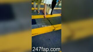 Low Angle Peeping Voyeur with Face Young Amateur Chinese Asian Girl in Public 92