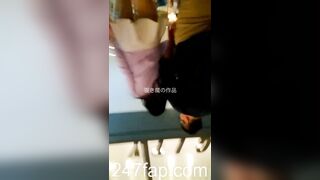 Low Angle Peeping Voyeur with Face Young Amateur Chinese Asian Girl in Public 92