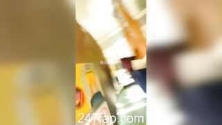 Low Angle Peeping Voyeur with Face Young Amateur Chinese Asian Girl in Public 102