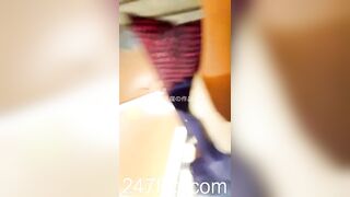 Low Angle Peeping Voyeur with Face Young Amateur Chinese Asian Girl in Public 102