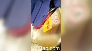 Low Angle Peeping Voyeur with Face Young Amateur Chinese Asian Girl in Public 102