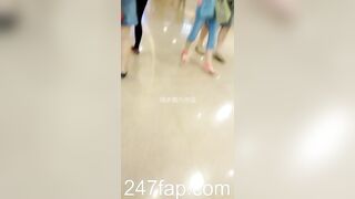Low Angle Peeping Voyeur with Face Young Amateur Chinese Asian Girl in Public 108