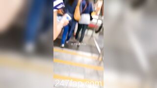 Under Skirt Record Voyeur with Face Young Amateur Chinese Asian Girl in Public 110