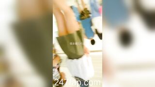 Panty Under Short Skirt Voyeur with Face Young Amateur Chinese Asian Upskirt Girl in Public 112