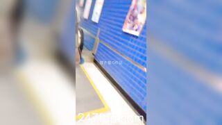 Low Angle Peeping Voyeur with Face Young Amateur Chinese Asian Girl in Public 122