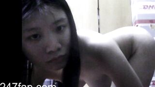 American Chinese Asian Amateur Lesbian Fingering her Hairy Vagina White Skin 4-27