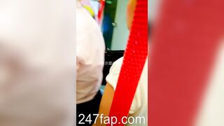 Peeping on Tits (Showing Face) Young Amateur Chinese Asian Girl in Public 203