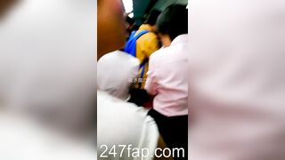 Peeping on Tits (Showing Face) Young Amateur Chinese Asian Girl in Public 203