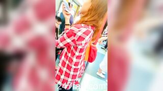 Peeping on Tits (Showing Face) Young Amateur Chinese Asian Girl in Public 206