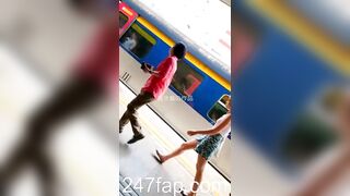 Peeping on Tits (Showing Face) Young Amateur Chinese Asian Girl in Public 213x