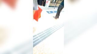 Peeping on Tits (Showing Face) Young Amateur Chinese Asian Girl in Public 221x