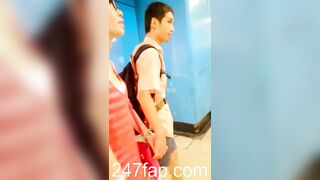 Peeping on Tits (Showing Face) Young Amateur Chinese Asian Girl in Public 223