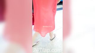 Peeping on Tits (Showing Face) Young Amateur Chinese Asian Girl in Public 223