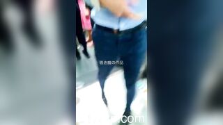 Peeping on Tits (Showing Face) Young Amateur Chinese Asian Girl in Public 237