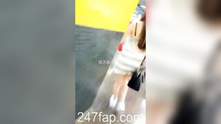 Low Angle Peeping + Peeping on Tits Combo (Showing Face) Young Amateur Chinese Asian Girl in Public 238 381x