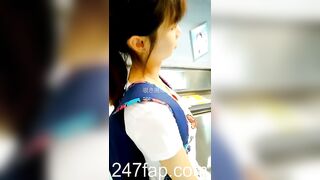 Peeping on Tits (Showing Face) Young Amateur Chinese Asian Girl in Public 236xx