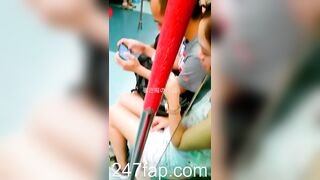 Peeping on Tits (Showing Face) Young Amateur Chinese Asian Girl in Public 240x